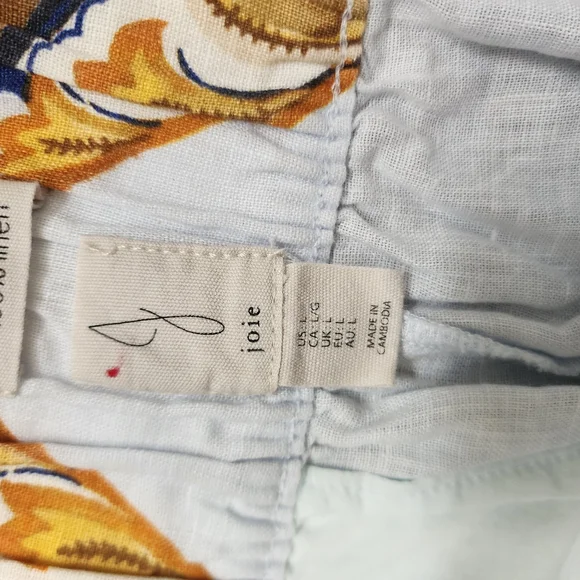 Joie 100% Linen. Floral Print Top and Shorts Set - White and Yellow - Picture 3 of 16